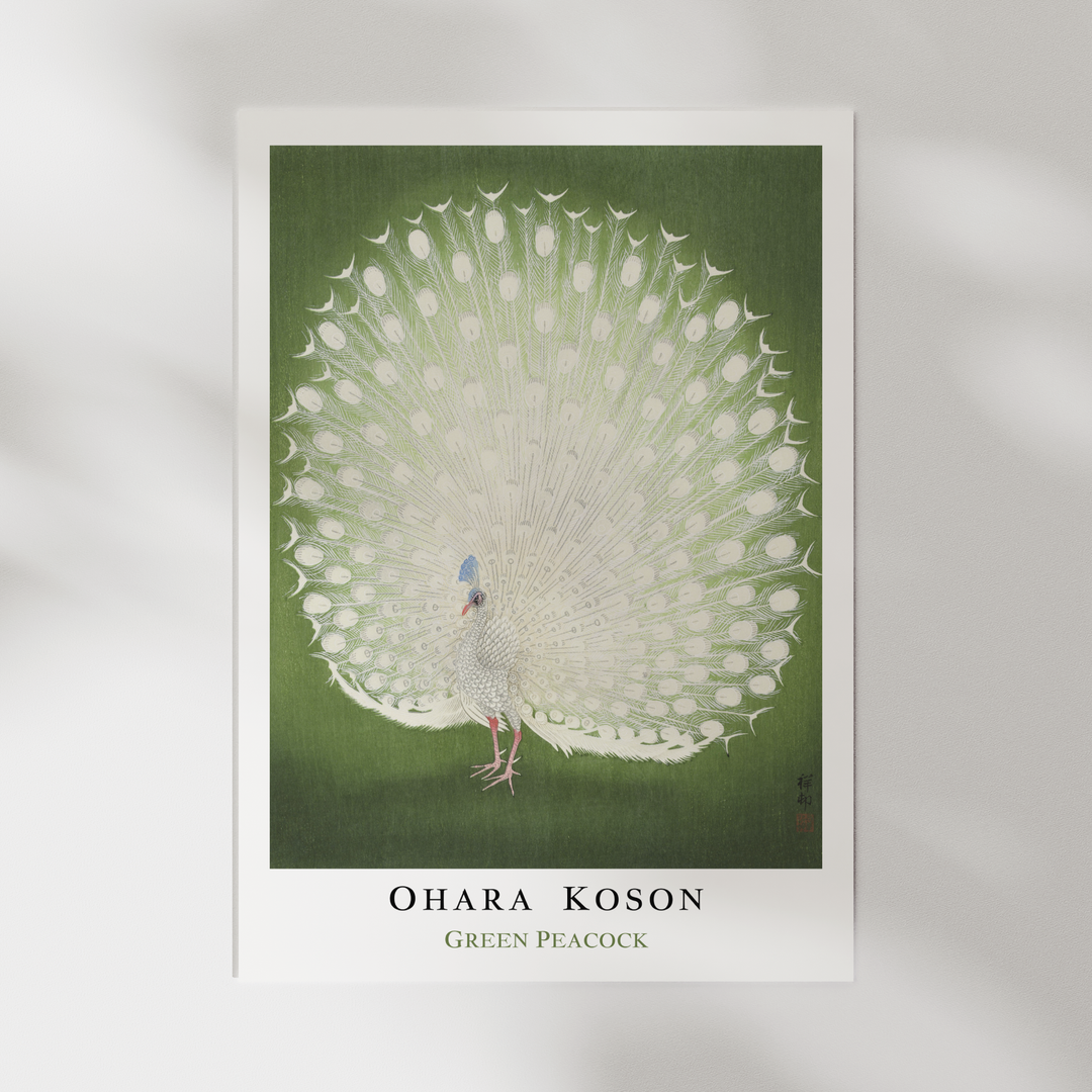 Green Peacock by Ohara Koson Poster