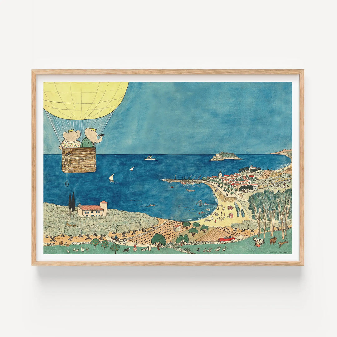 Hot Air Balloon Ride by Jean de Brundhoff Poster Babar Collection