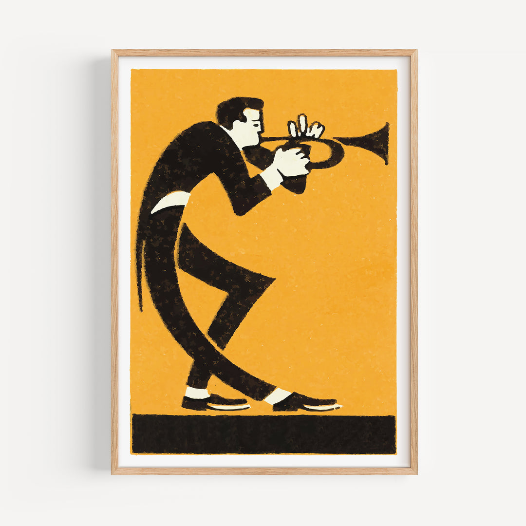 Jazz Trumpet Vintage Matchbox Poster
