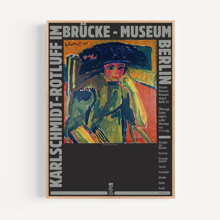 Karl Schmidt-Rottluff German Exhibition Poster in expressionist style with dark blue, green, and orange tones, wall art print.
