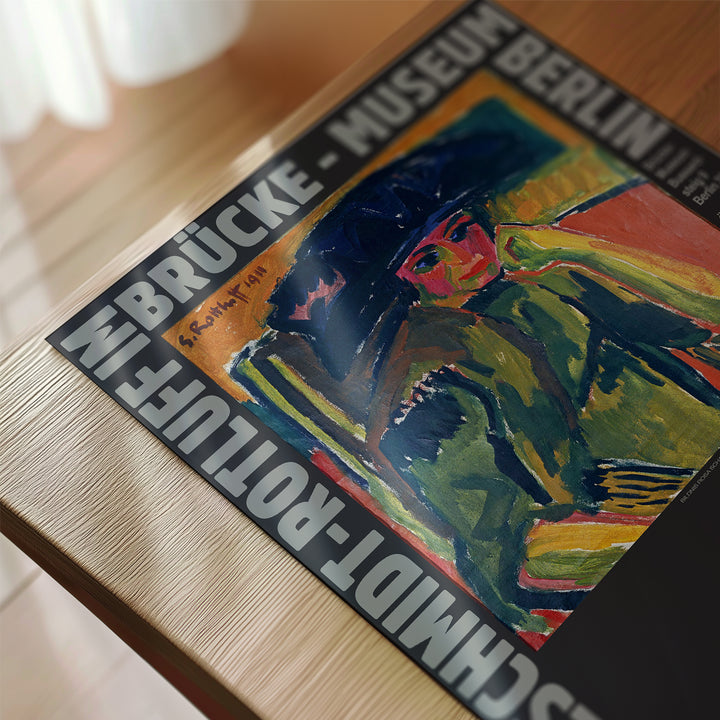 Karl Schmidt-Rottluff German Exhibition Poster featuring abstract expressionist artwork in bold greens, blues, and reds.