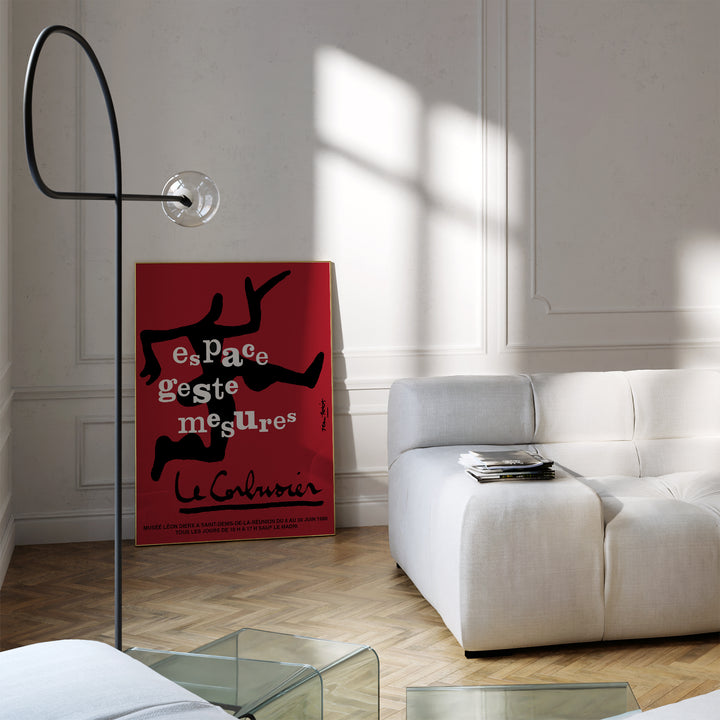 Le Corbusier Espace Geste Mesures Exhibition Poster minimalist red and black graphic art print wall art