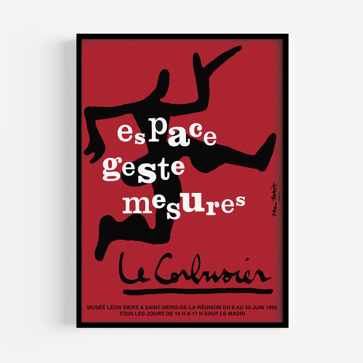 Le Corbusier Espace Geste Mesures Exhibition Poster minimalist red and black abstract wall art print