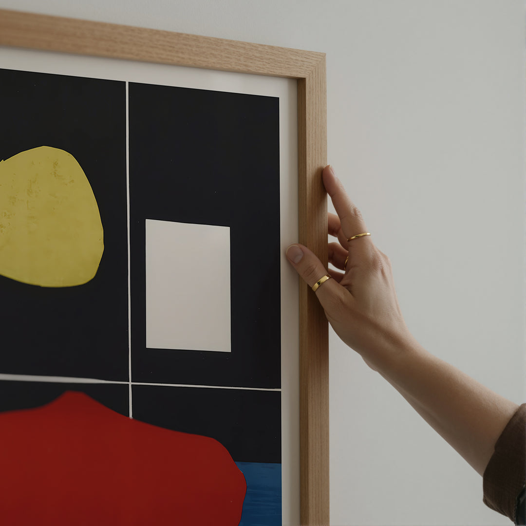 Le Corbusier Musée National d'Art Moderne Exhibition Poster minimalist abstract wall art with black, red, yellow, and blue colors