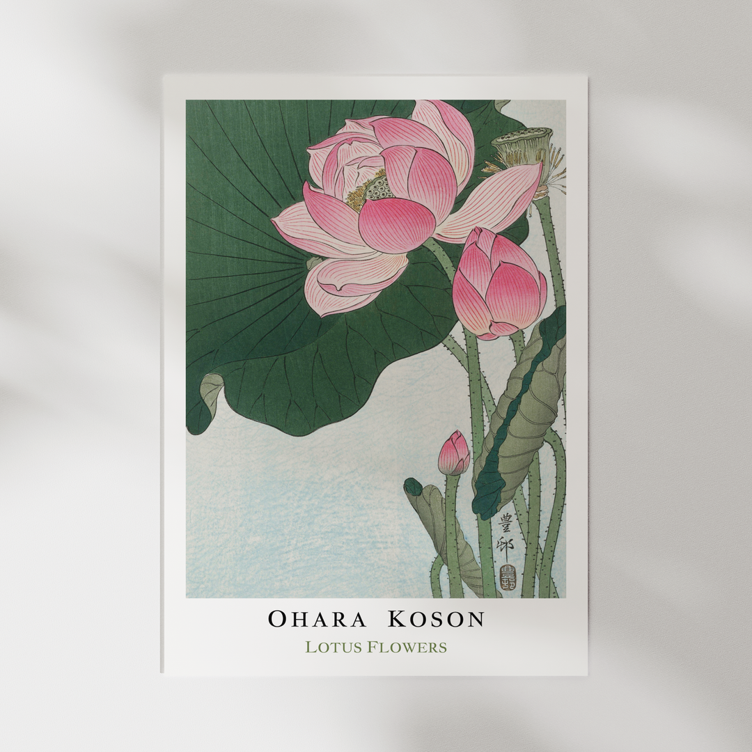 Lotus Flowers by Ohara Koson Poster