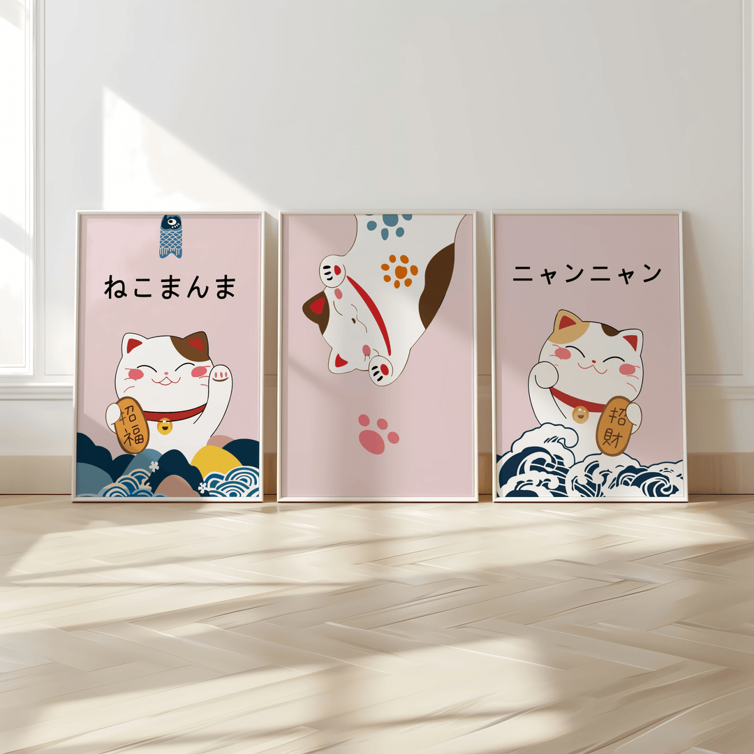 Lucky Kitty Poster Set of 3 - Poster Room