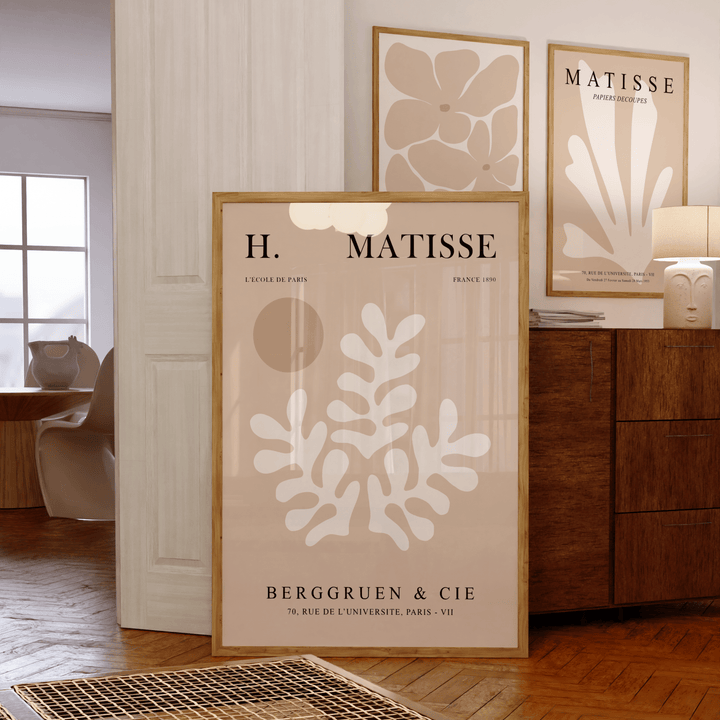 Matisse Flowers in Beige Poster Set of 3 - Poster Room