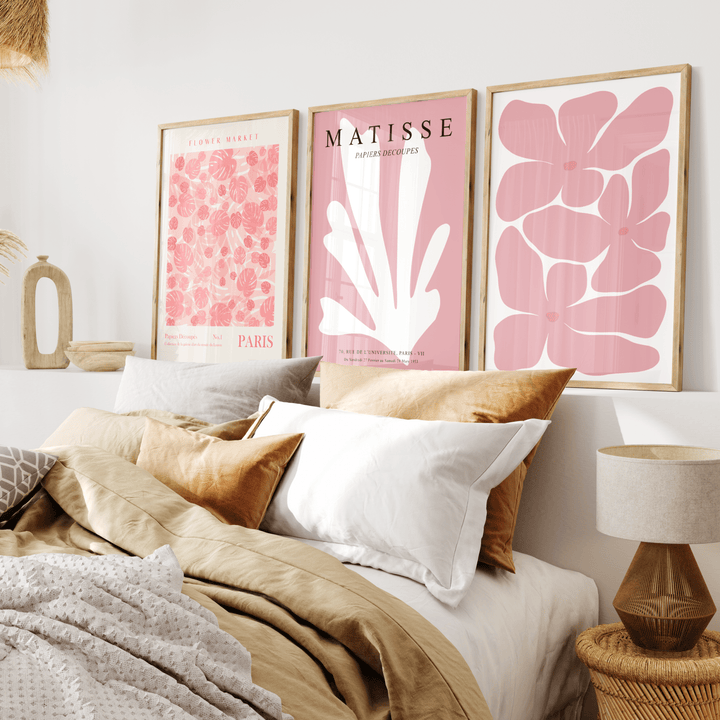 Matisse Flowers in Pink Poster Set of 3 - Poster Room