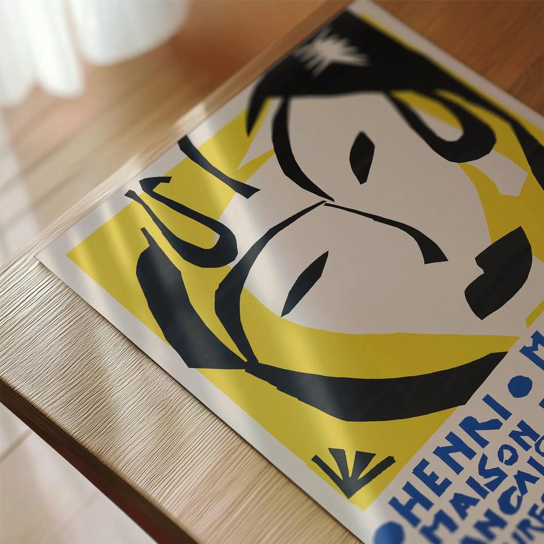 Matisse Maison de la Pensee Exhibition Poster featuring abstract minimalist design in black and yellow colors wall art print