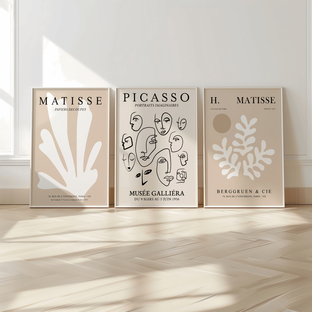 Matisse and Picasso in Beige Poster Set of 3 - Poster Room