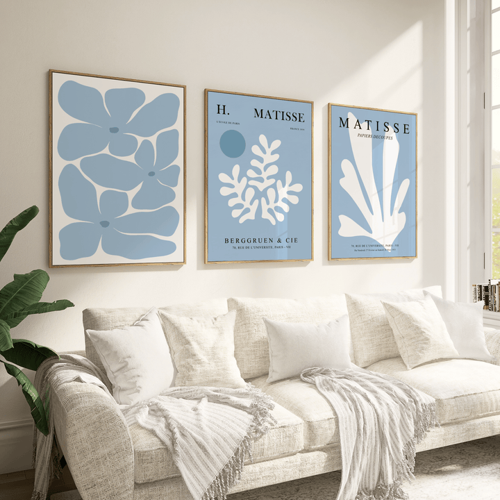 Matisse Flowers in Blue Poster set of 3 - Poster Room