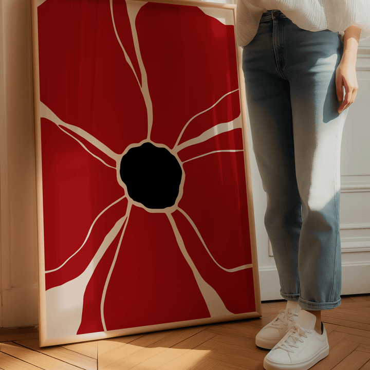 Minimalistic Flower in Red Poster - Poster Room