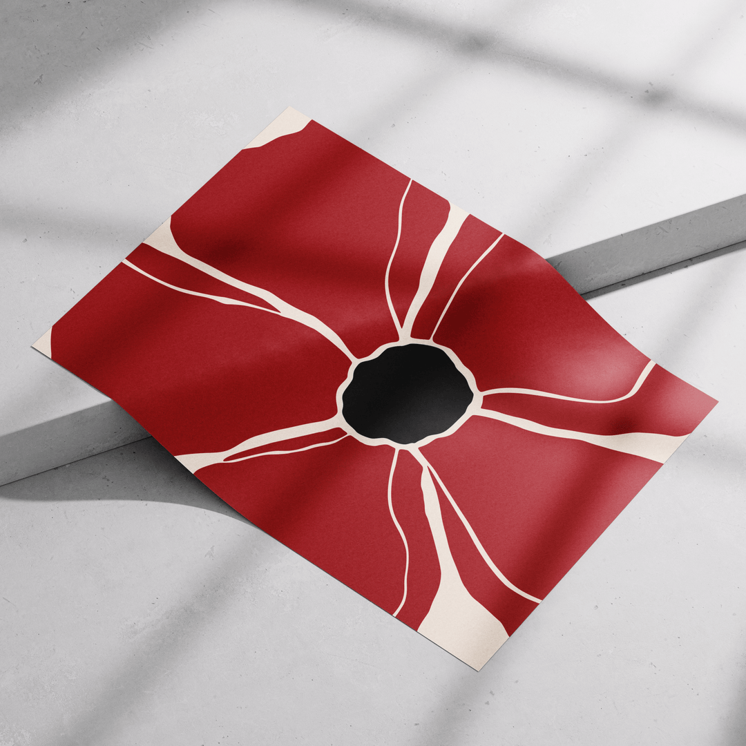 Minimalistic Flower in Red Poster - Poster Room