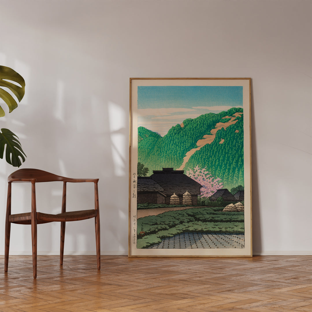 Morning in Nishibira, Izu by Hasui Kawase Poster