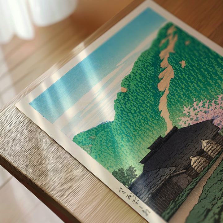 Morning in Nishibira, Izu by Hasui Kawase Poster