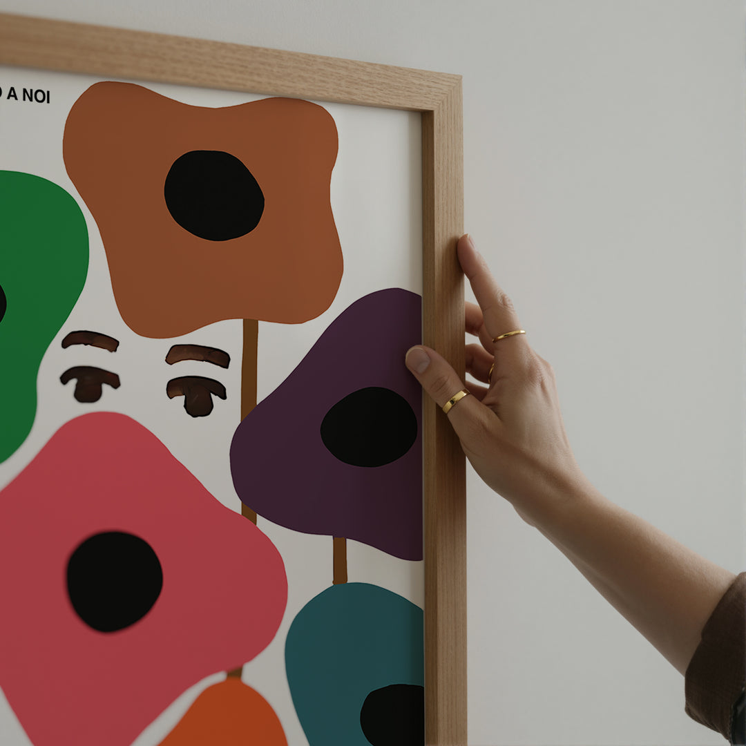 Piante e Fiori Intorno a Noi Poster with colorful abstract botanical shapes in minimalist style, art print wall art