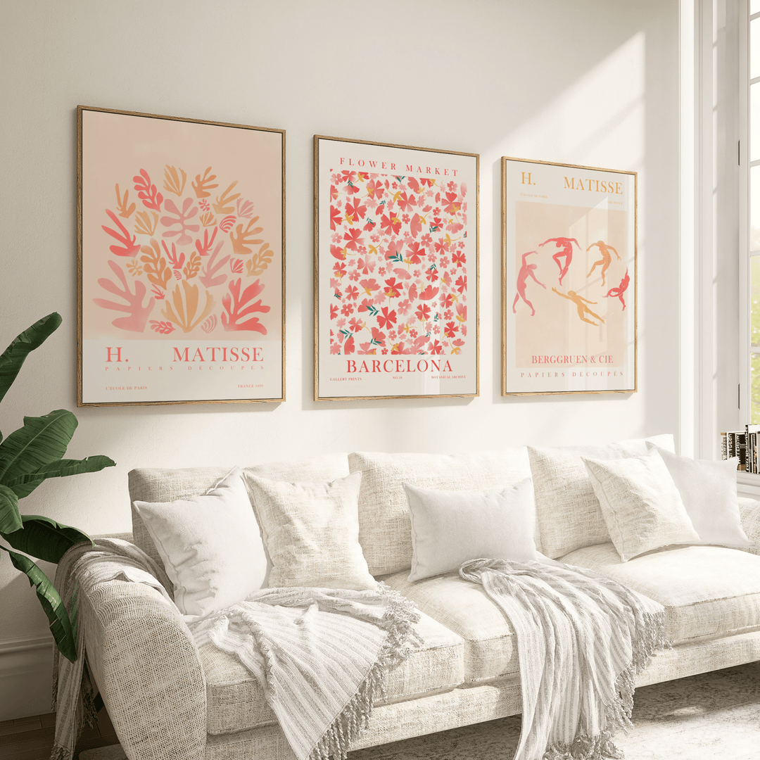 Matisse Pastel Pink Poster Set of 3 - Poster Room