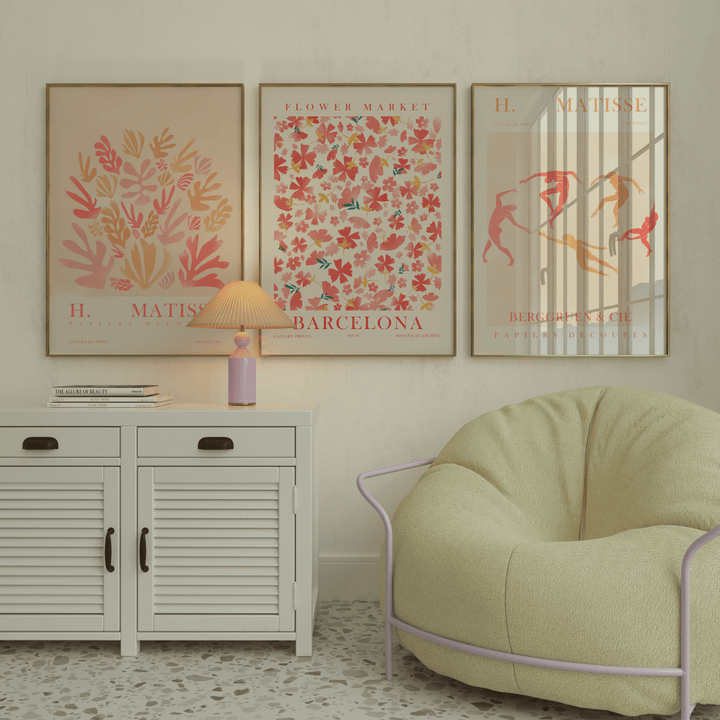 Matisse Pastel Pink Poster Set of 3 - Poster Room