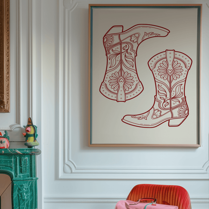 Red Cowboy Boots Poster - Poster Room