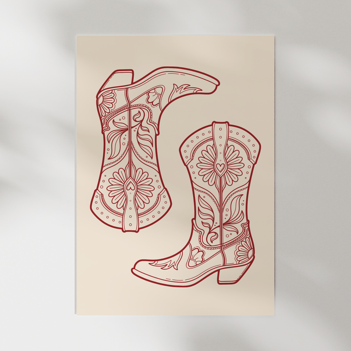 Red Cowboy Boots Poster