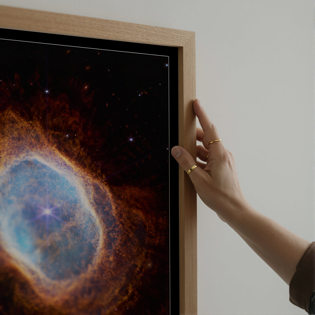 Southern Ring Nebula James Webb poster detail showing intricate gas cloud structure in warm and cool tones