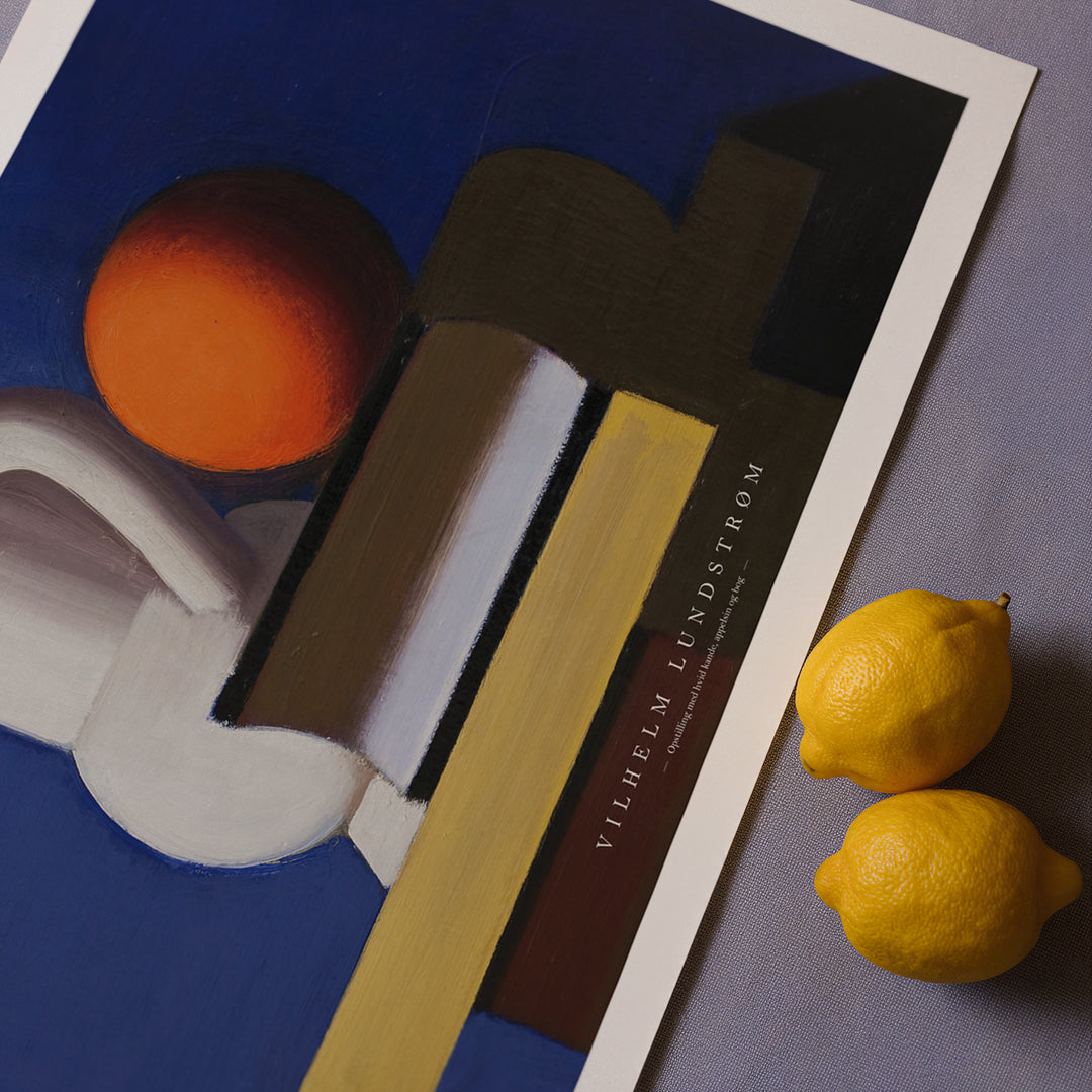 Still Life with White Jug, Orange & Book by Vilhelm Lundstrøm Poster
