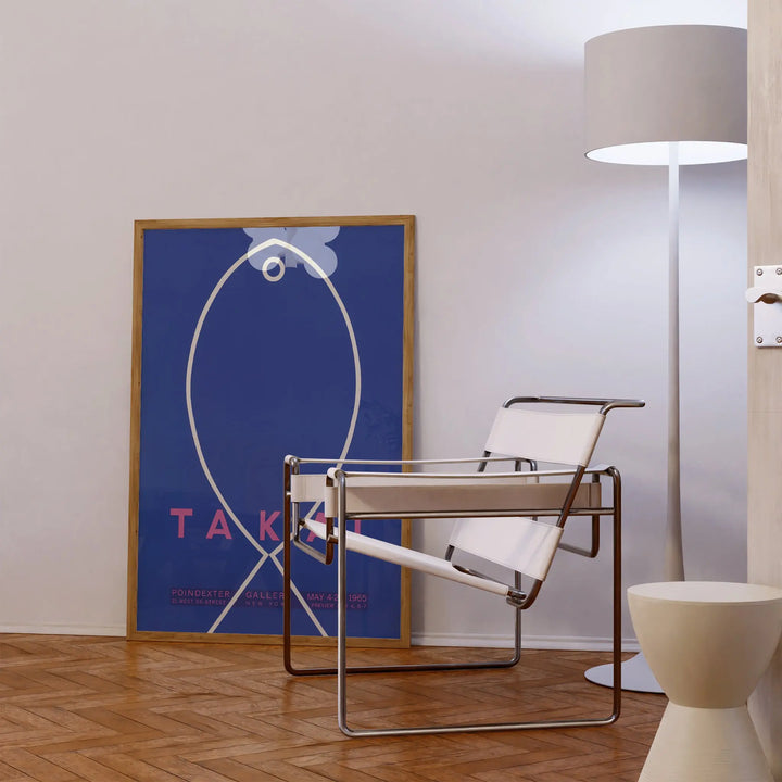Takai Poindexter Gallery Exhibition Poster minimalist blue and white graphic design framed poster wall art