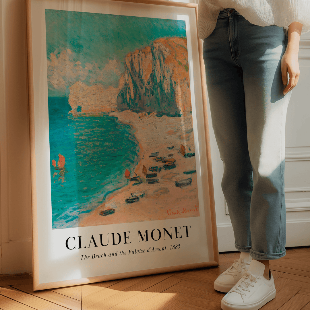 The Beach and the Falaise d'mont by Claude Monet Poster - Poster Room