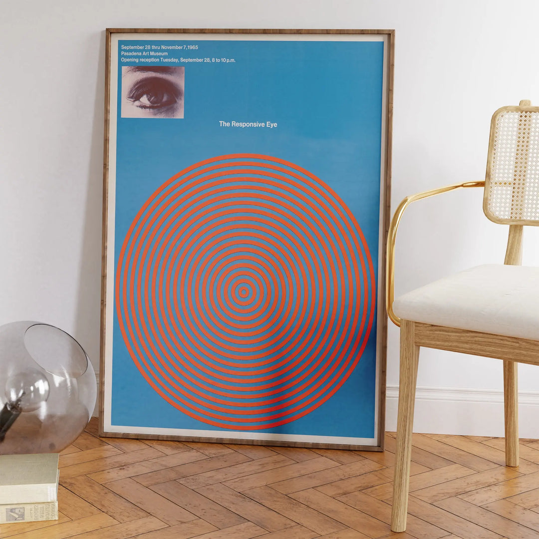 The Responsive Eye Pasadena Art Museum Poster minimalist blue and red concentric circle art print