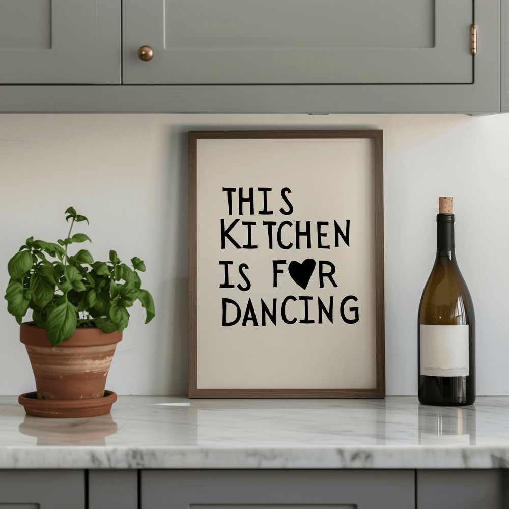 This Kitchen is for Dancing in Black Poster - Poster Room