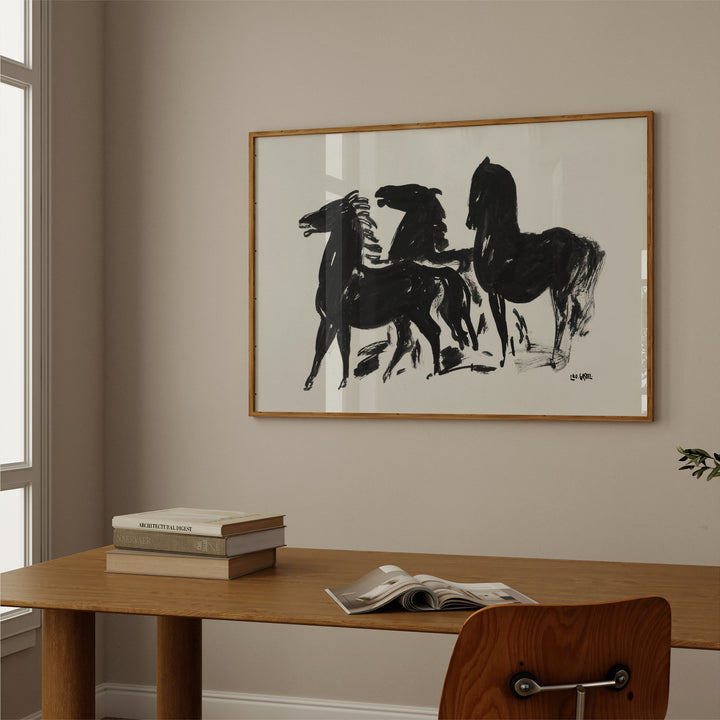 Three Black Horses by Leo Gestel Poster