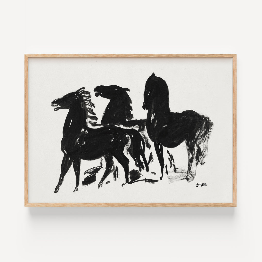 Three Black Horses by Leo Gestel Poster