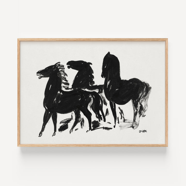 Three Black Horses by Leo Gestel Poster