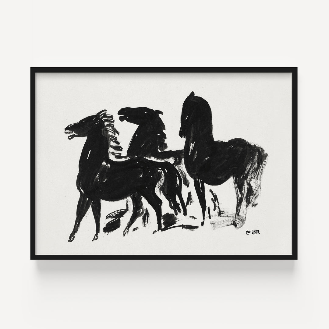 Three Black Horses by Leo Gestel Poster