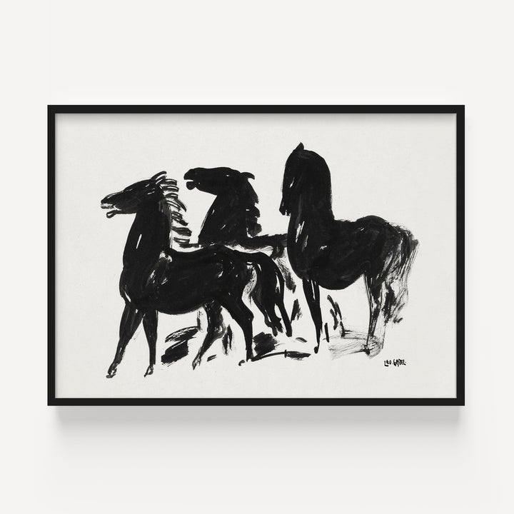 Three Black Horses by Leo Gestel Poster