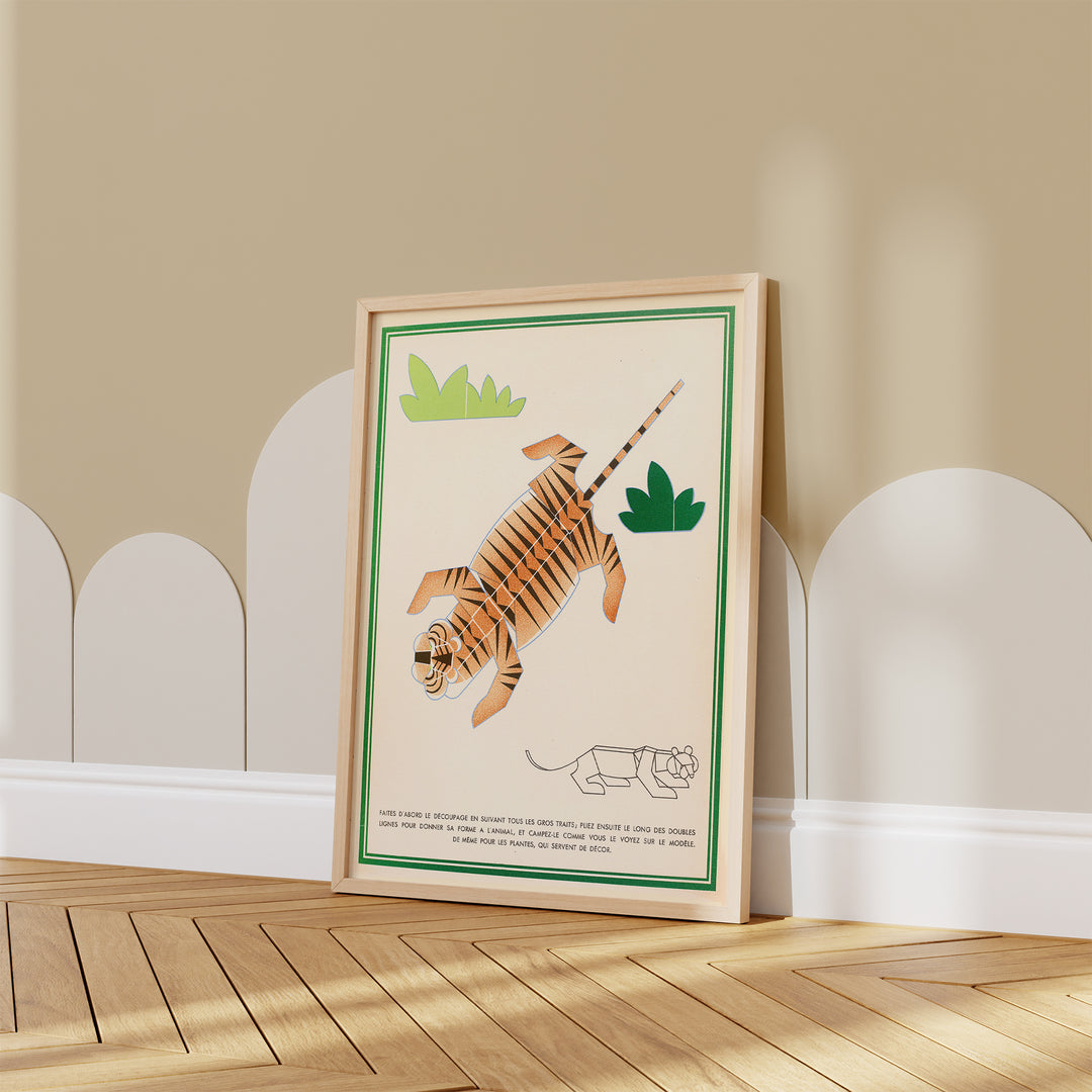 Tiger Origami French Vintage Poster