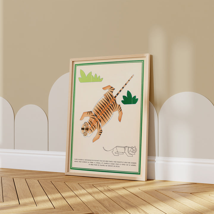 Tiger Origami French Vintage Poster