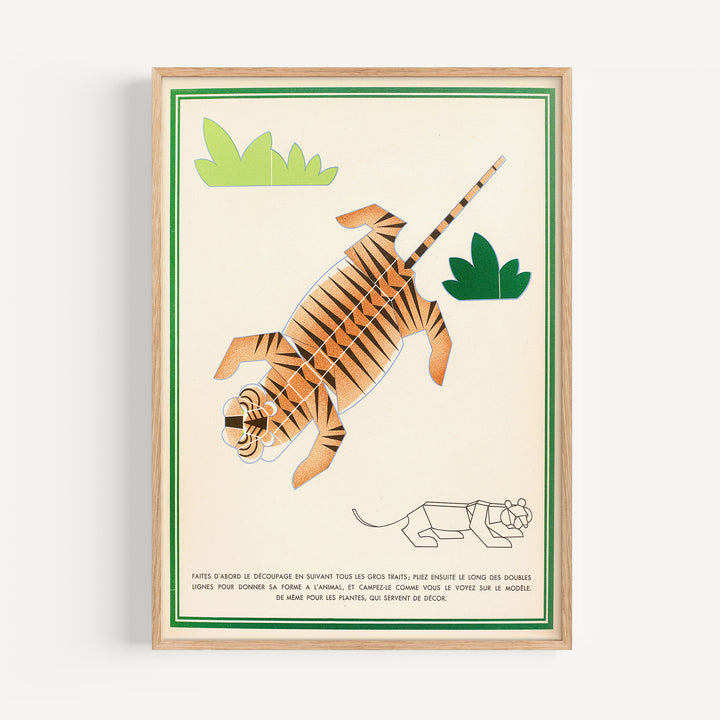 Tiger Origami French Vintage Poster