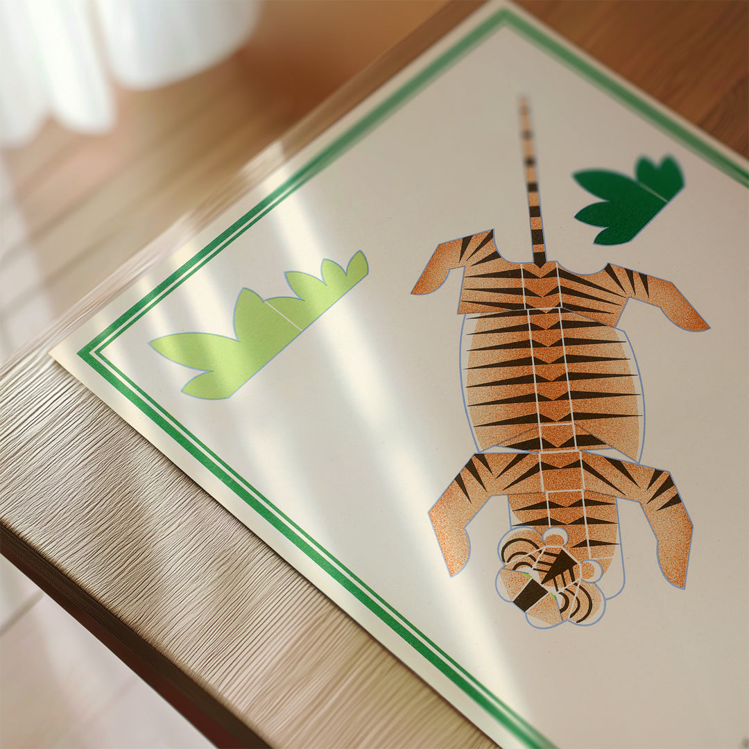 Tiger Origami French Vintage Poster