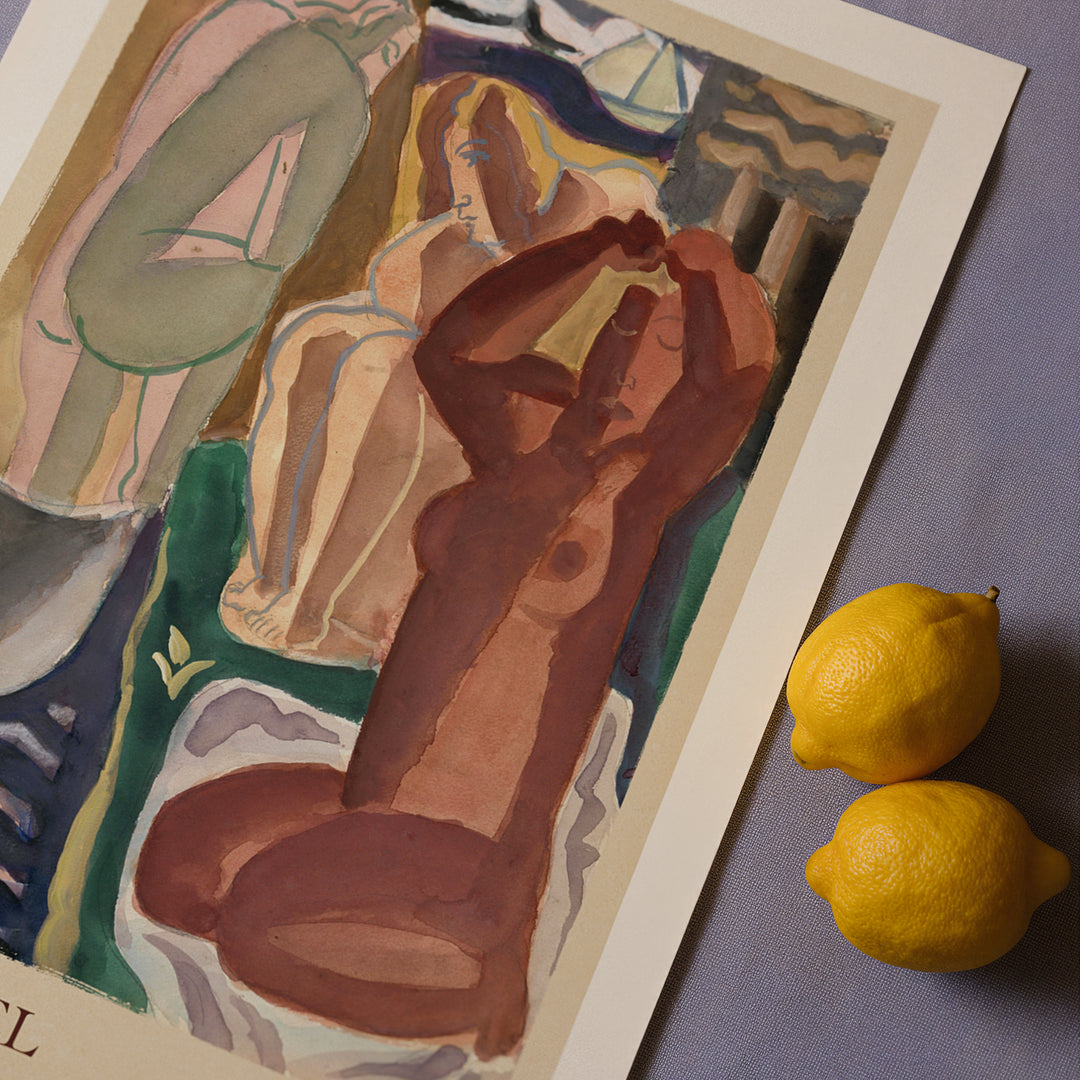 Two Bathing Women and a Bridge Figure by Leo Gestel Poster