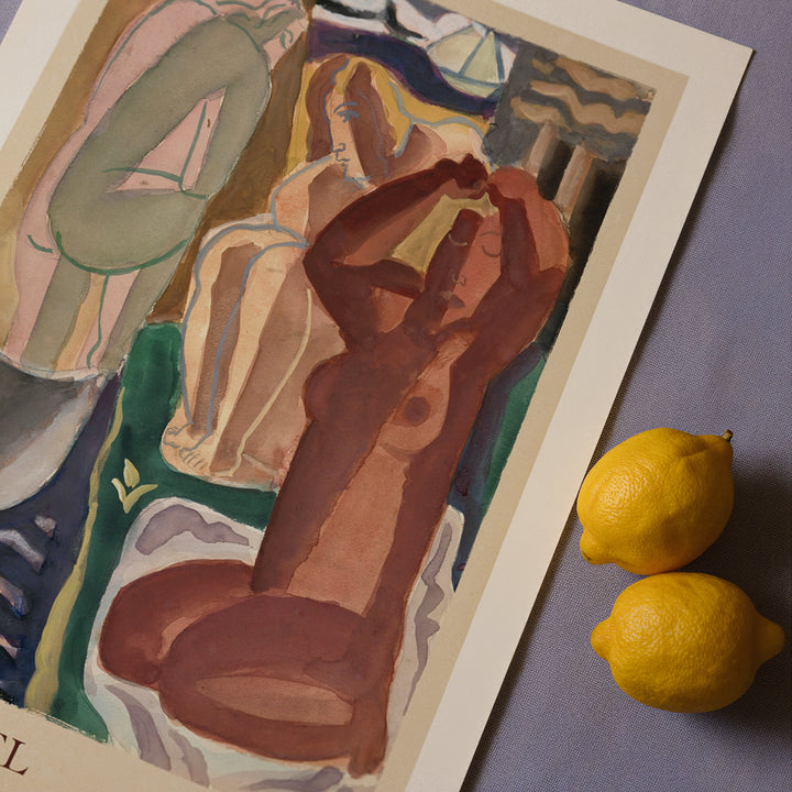 Two Bathing Women and a Bridge Figure by Leo Gestel Poster