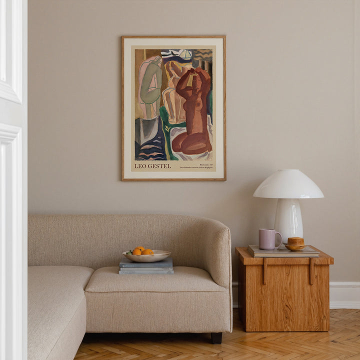 Two Bathing Women and a Bridge Figure by Leo Gestel Poster