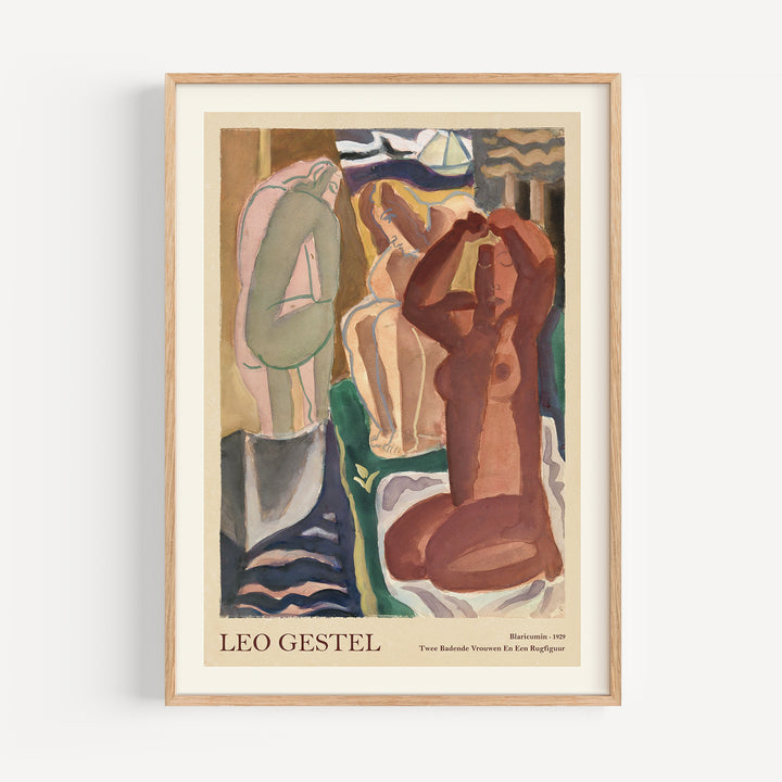 Two Bathing Women and a Bridge Figure by Leo Gestel Poster
