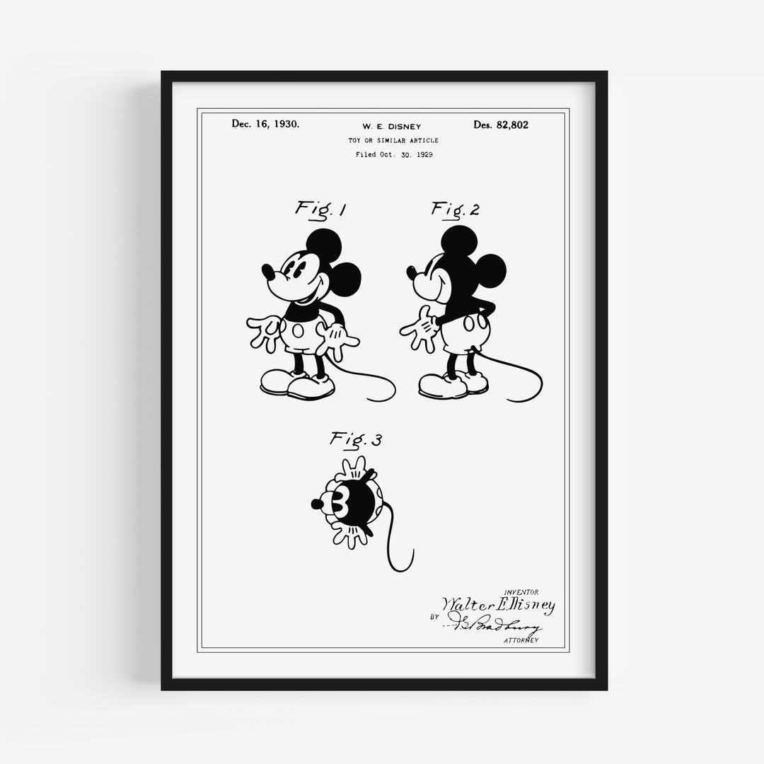 Vintage Cartoon Mouse Patent Poster