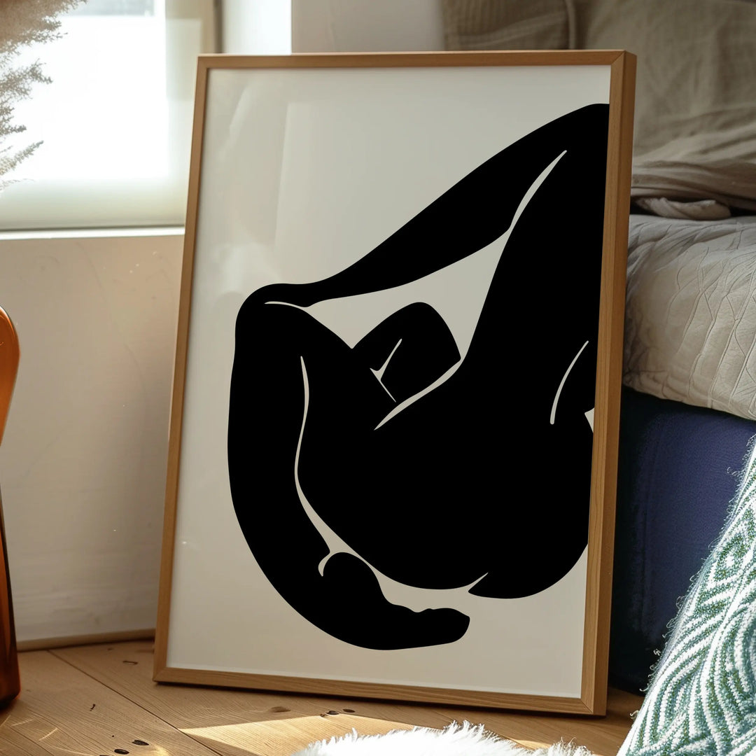 Matisse Women in Black Poster Set featuring minimalist black and white abstract female figure art print in a wooden frame