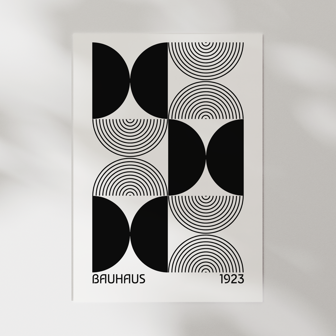 Black Half Circles Reversed Poster - Bauhaus Poster