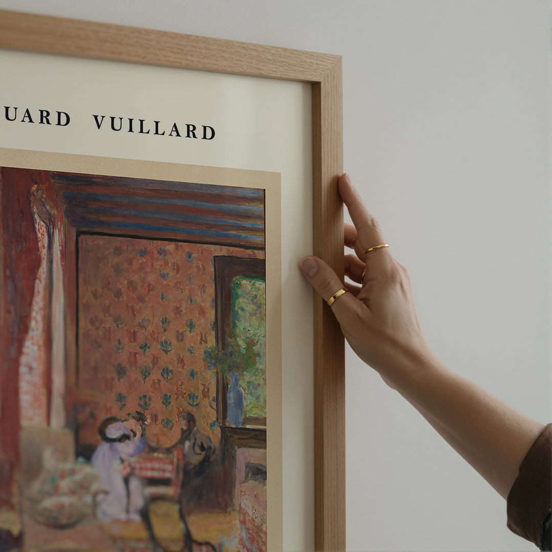 At the Board Game by Édouard Vuillard Poster featuring a vintage interior scene in muted earth tones art print