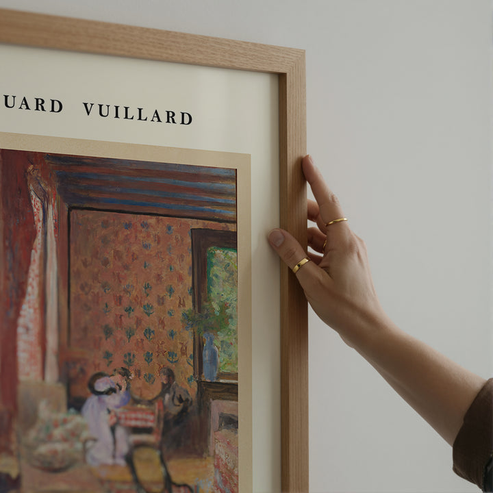 At the Board Game by Édouard Vuillard Poster featuring a vintage interior scene in muted earth tones art print