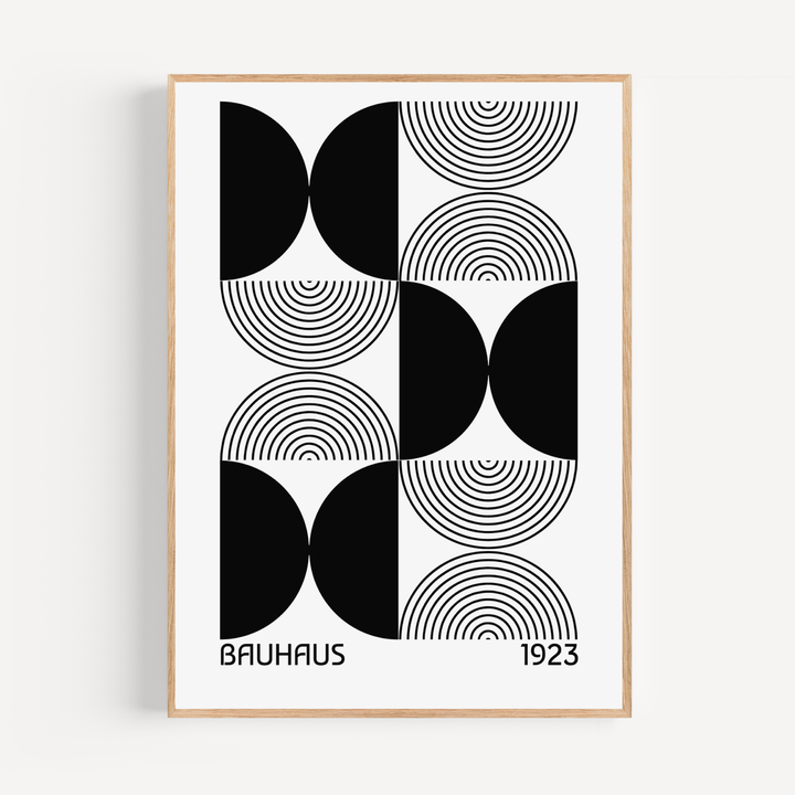 Black Half Circles Reversed Poster - Bauhaus Poster