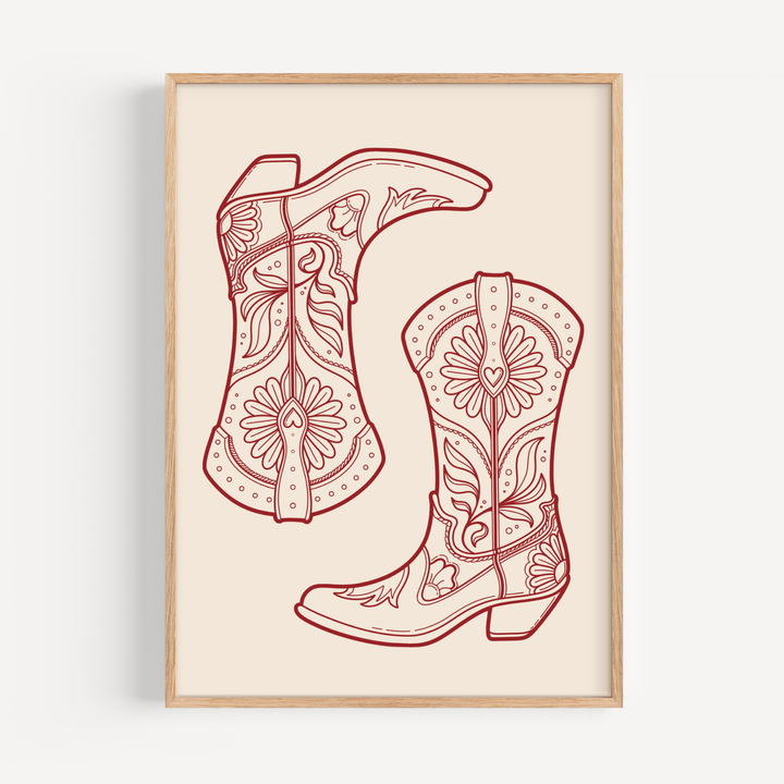 Red Cowboy Boots Poster